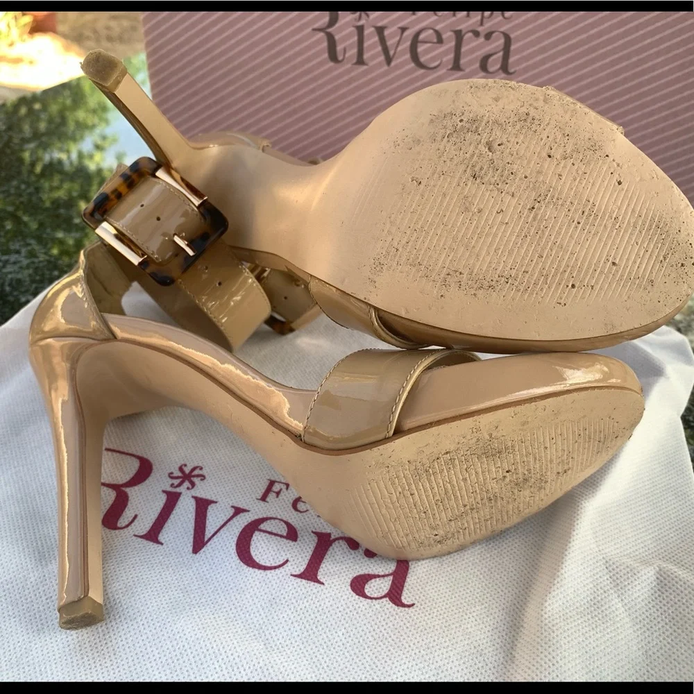 Leather Nude ankle strap heels size 8 - Picture 9 of 15